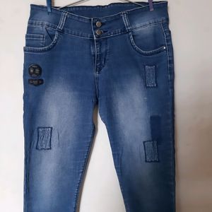 Mid Rise Slim Fit  Two Button Jeans Waist Size 32