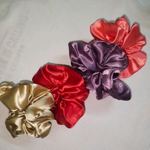 SATIN SCRUNCHIES pack Of 4