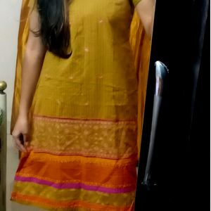 Navratri Kanchi Work Mehandi Green Kurti