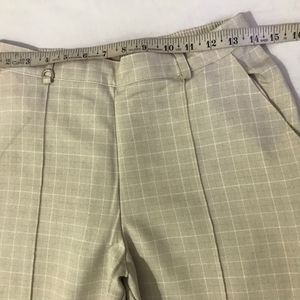 M&S Beige Light Checked Trouser Waist 28-30