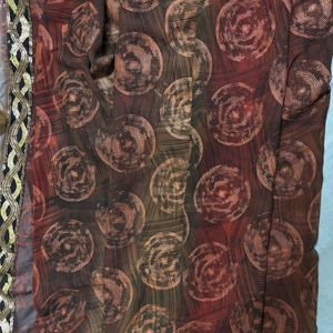 Brown Saree With Glittery Border