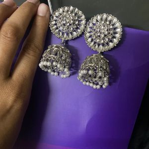 Silver Jhumka Earrings