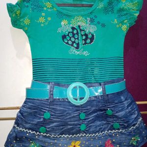 1-2 YrSea Green Midi With Jacket And Belt