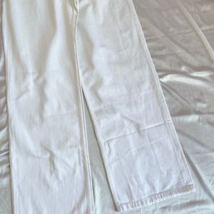 Branded White Wide Leg Denim