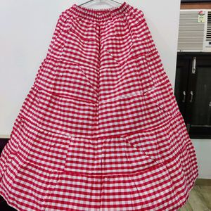 Red And White Ethnic Skirt