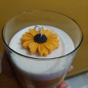 Glass Scented Candle With Sunflower