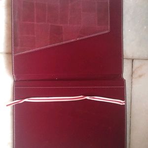 Maroon Leather Bound File/ Folder