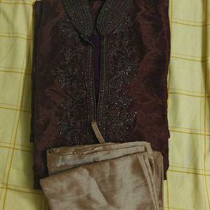 Maroon Designer Kurta Pyjama Set Of Size 40