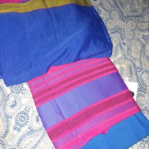 Khadi Linen Raw Pink Blue Suit With Dupatta