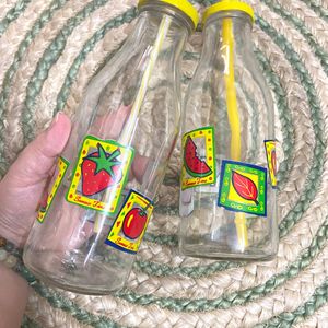 2 Mason Bottles With Straw