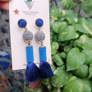 Blue Earrings Tassel