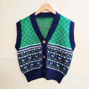 Green & Black Half Sweater Size-38-40