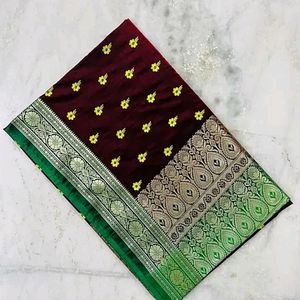 Banarasi Satin Silk Saree With Embroidery Work