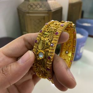 Combo Of 2 Bahubali Style Kada Rust Gold