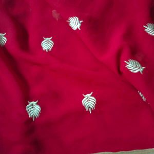 Red Work Puja Saree