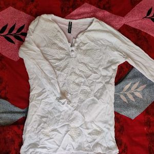 White Chikankari Short Kurti