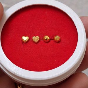 Beautiful New Heart and Dimond Cut Studs