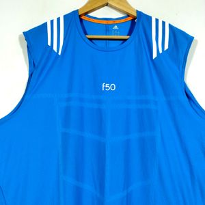 Adidas Blue Printed Sleeveless T-Shirt (Men)