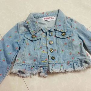 Denim Floral Jacket With Torn Jeans.