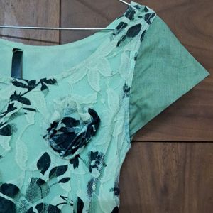 Pista Green Floral Dress