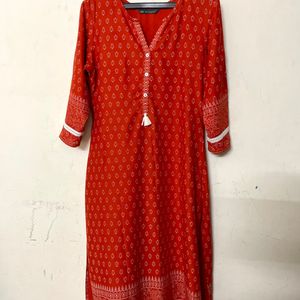 Avaasa Orange Straight Kurta