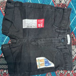 black denim shorts