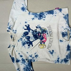 White And Sky Blue Printed Top Of Disney