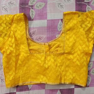 Yellow Color Net Blouse Square Neck New Unused