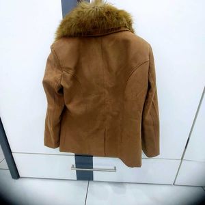 Detachable Collar Camel Jacket