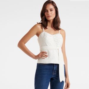 Forever New Mimi EmbroideredLinen Bustier