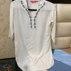 white kurta blue embroidery