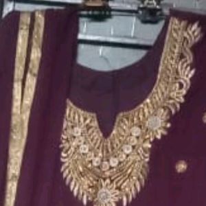 Machine Embroidery With Kundan