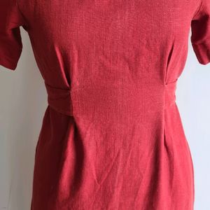 Linen Dress Round Neck