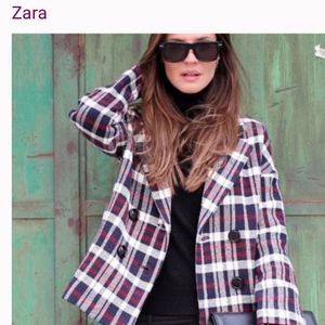 Zara Plaid Pea Coat/blazer