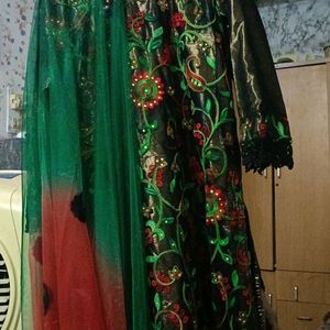 Sale Today Thread Embroidery Red And Green Suit