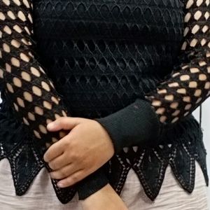 Net Black Top Full Sleeves