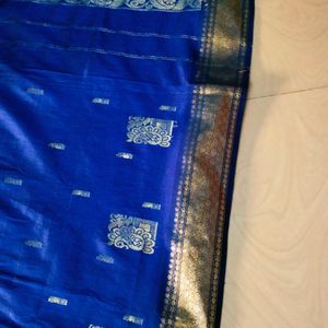 Blue colour pure Kanchi pattu saree