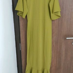 Women Bodycon A-line Dress Olive Green Colour