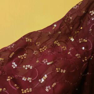 MAROON PURE GEORGETTE LAHENGA SAREE