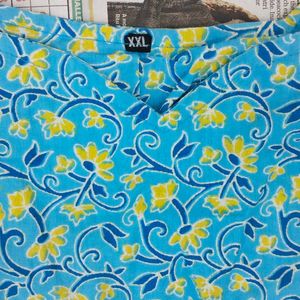 Sky Blue Floral Short Kurti