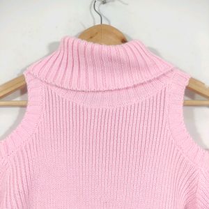 Koovs Pink Knitted Polo Neck Western Top (Women)