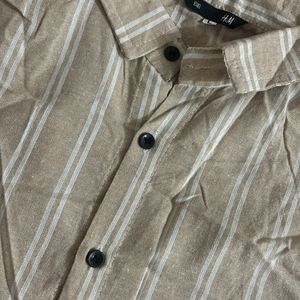 A Cotton Beige Half Sleeve Shirt