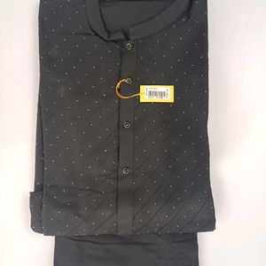 Silk Kurta Chudidar Set(Black With Work)