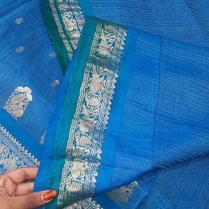 Sky Blue Pure Pattu Saree With Pur Zari