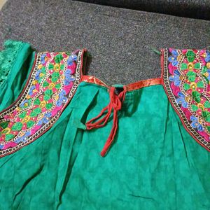 Embroidered Green Kurti