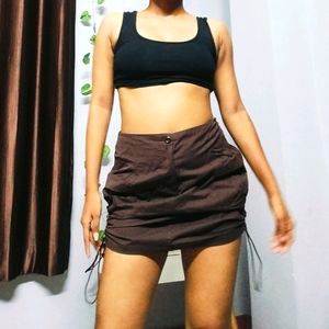 Brown Pocket Skirt