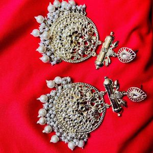 Combo Set, One Bollywood Style Earring Set And One Kundan Maangtika Set