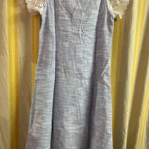 Blue and white embroidered Kurta