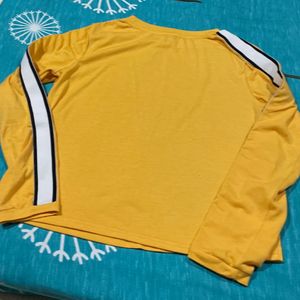 Round Neck Full Sleeves T-shirt Yellow Colour