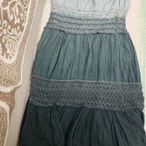 Y2K Ombre Dark Green Maxi Skirt